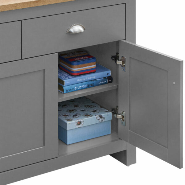 Leigh Grey Sideboard with 3 Doors & 2 Drawers | Grey | Self Assembly