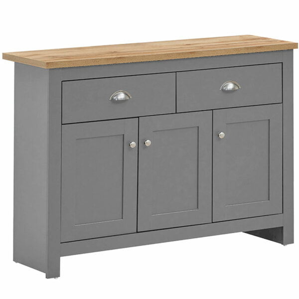 Leigh Grey Sideboard with 3 Doors & 2 Drawers | Grey | Self Assembly