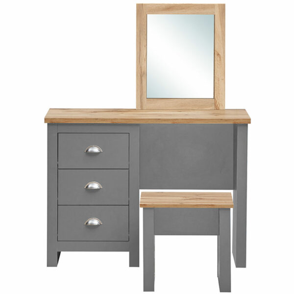 Leigh Grey 3 Drawer Dressing Table Set | Grey | Self Assembly