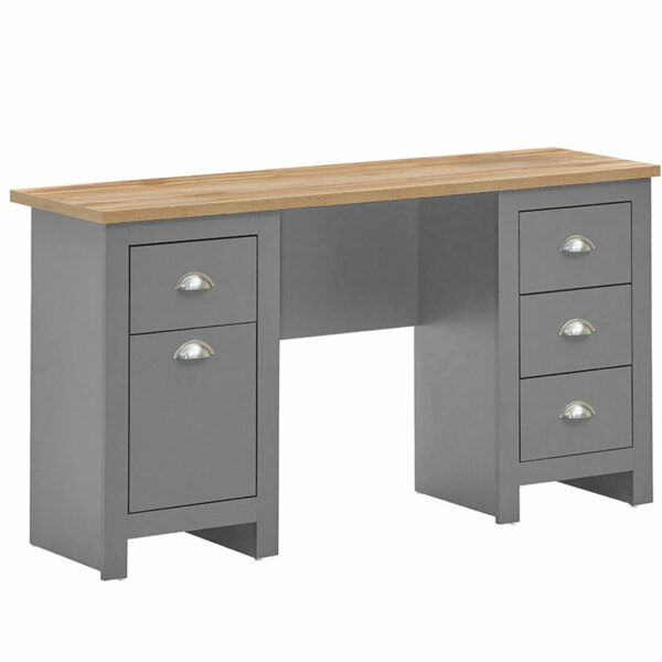 Leigh Grey 5 Drawer Desk | Grey | Self Assembly | Clearance