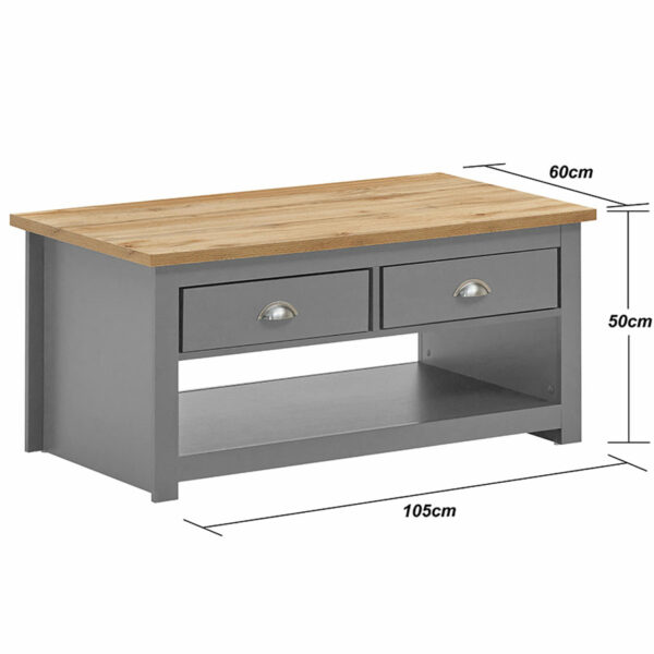 Leigh Grey 2 Drawer Coffee Table | Grey | Self Assembly