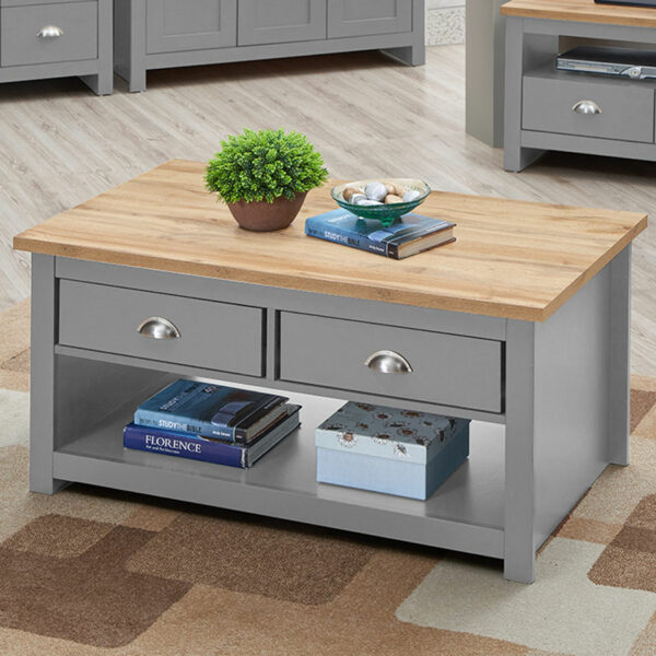 Leigh Grey 2 Drawer Coffee Table | Grey | Self Assembly
