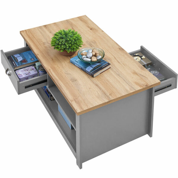 Leigh Grey 2 Drawer Coffee Table | Grey | Self Assembly