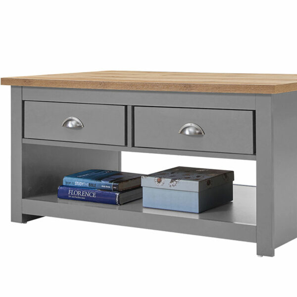 Leigh Grey 2 Drawer Coffee Table | Grey | Self Assembly
