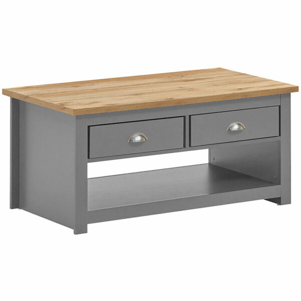 Leigh Grey 2 Drawer Coffee Table | Grey | Self Assembly