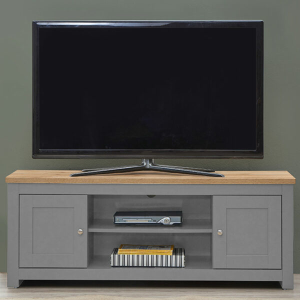 Leigh Grey TV Unit with 2 DoorsÃ‚Â 1 Shelf | Grey | Self Assembly