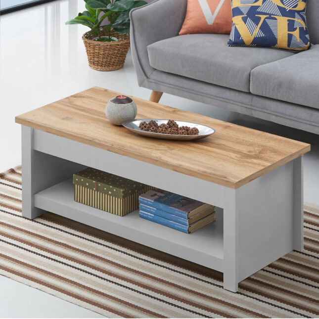 Leigh Grey Lift Up Coffee Table | Grey | Oak World