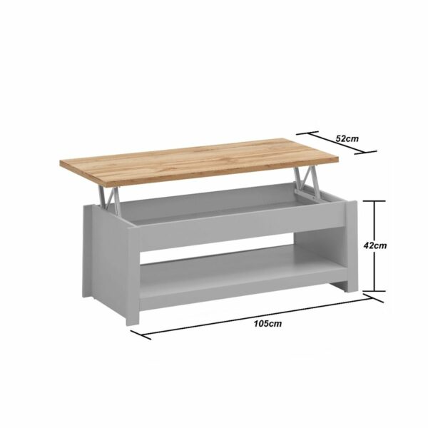 Leigh Grey Lift Up Coffee Table | Grey | Self Assembly