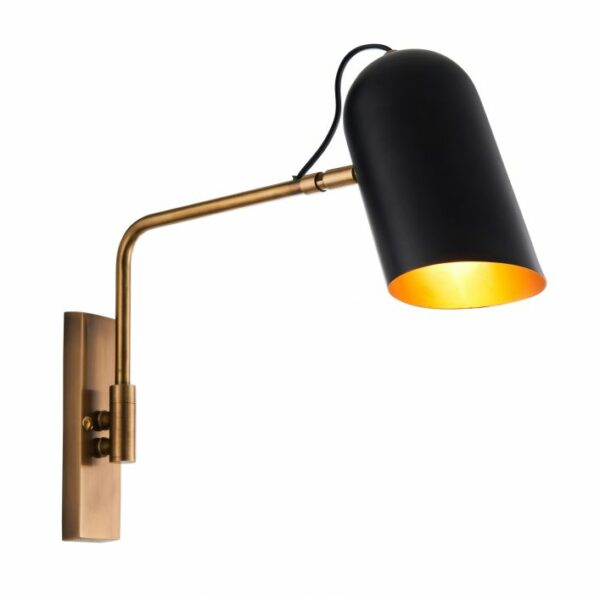 Navren Wall Light | Antique Brass & Matt Black | Adjustable