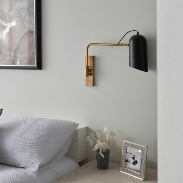 Navren Wall Light | Antique Brass & Matt Black | Adjustable