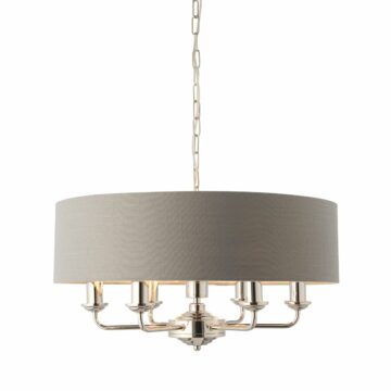 Silver Highcere 6 Light Pendant | Charcoal | Nickel