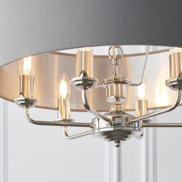 Silver Highcere 6 Light Pendant | Charcoal | Nickel