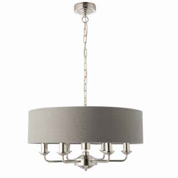 Silver Highcere 6 Light Pendant | Charcoal | Nickel