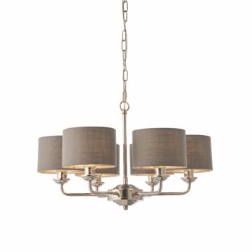 Silver Highcere 6 Light Pendant | Charcoal | Nickel