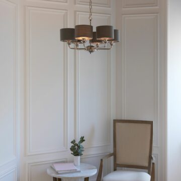 Silver Highcere 6 Light Pendant | Charcoal | Nickel