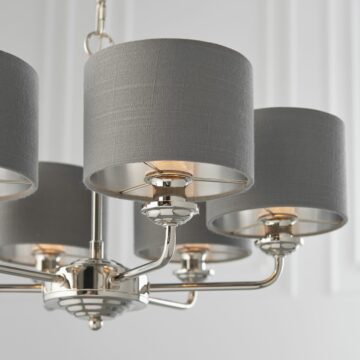 Silver Highcere 6 Light Pendant | Charcoal | Nickel
