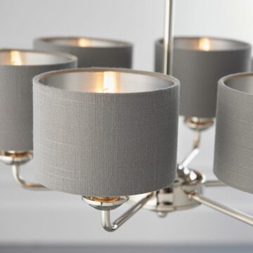 Silver Highcere 6 Light Pendant | Charcoal | Nickel