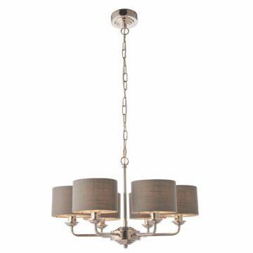 Silver Highcere 6 Light Pendant | Charcoal | Nickel