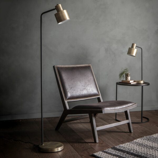Mayfield Floor Lamp | Antique Brass and Matt Black