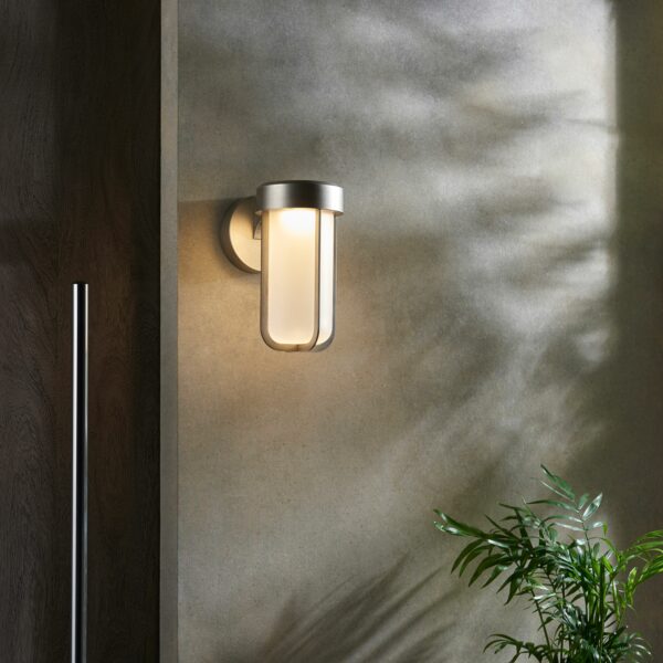 Gold Alva Outdoor Wall Light | Frosted Pewter