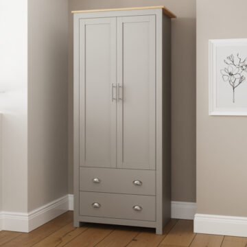 Fife Grey 2 Door Wardrobe with Drawers | Clearance