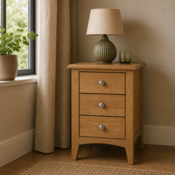 Tiree Oak 3 Drawer Large Nightstand | Bedside Table