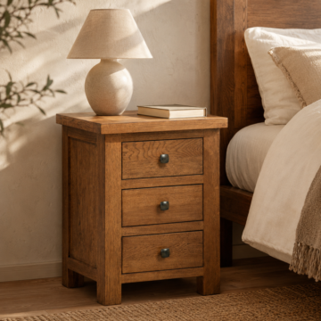 Wynyard Rustic 3 Drawer Bedside Table
