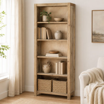 Chilton Pine Bookcase With 2 Baskets