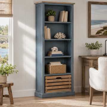 Aberdeen Blue Painted Bookcase with Crate Drawer