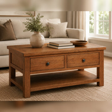 Wynyard Rustic Coffee Table With 2 Drawers | Clearance