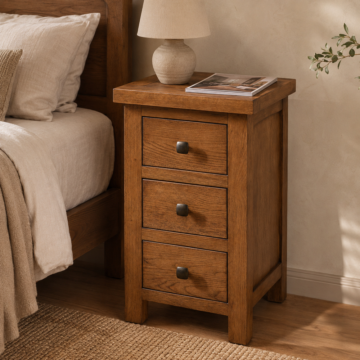 Wynyard Rustic Compact 3 Drawer Bedside | Clearance