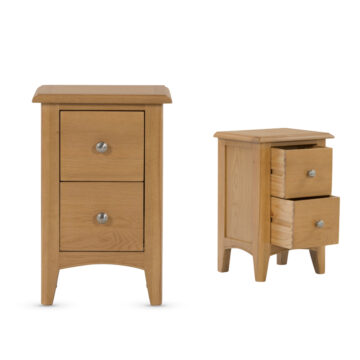 Tiree Oak 2 Drawer Small Nightstand | Bedside Table | Assembled