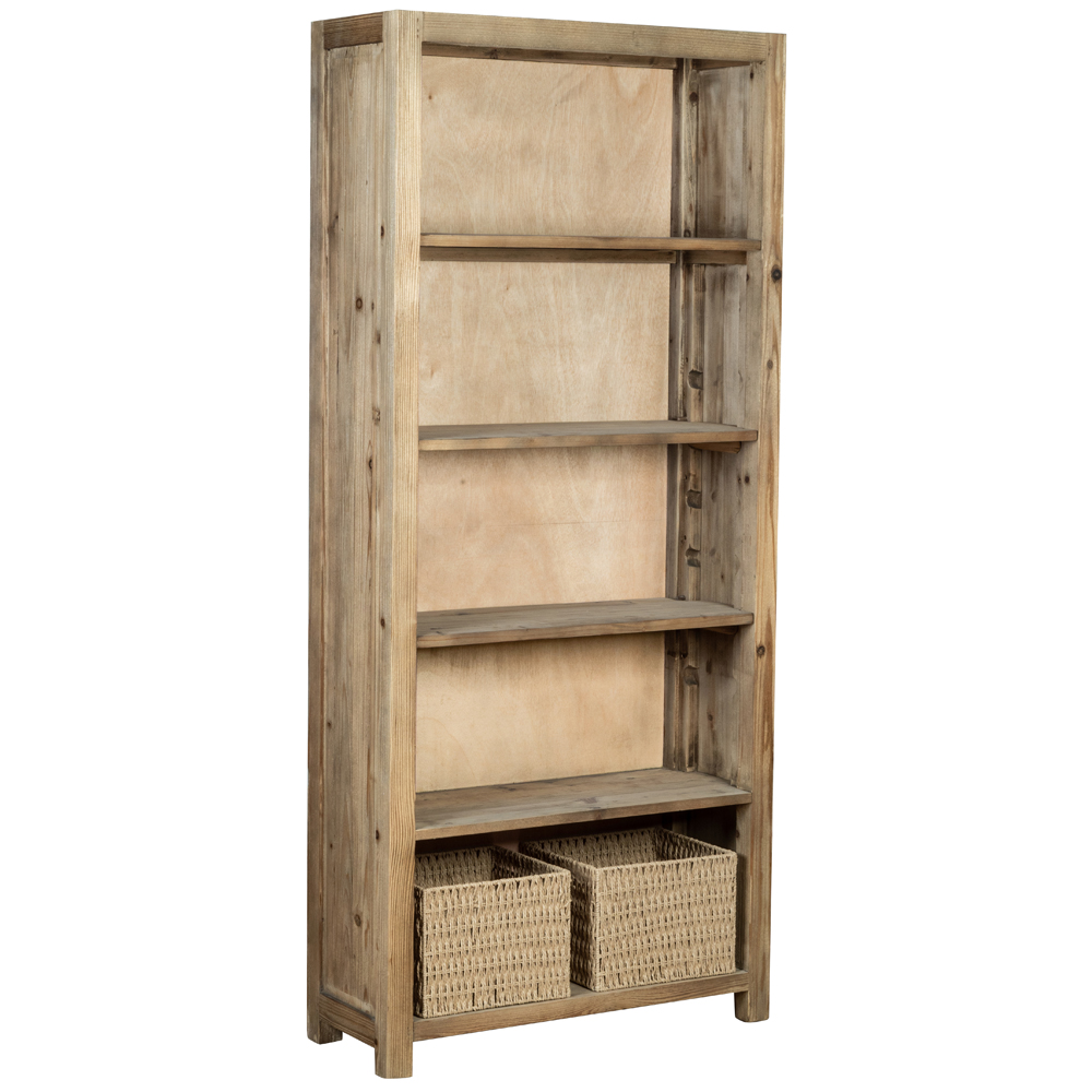 Chilton Pine Bookcase With 2 Baskets Oak World