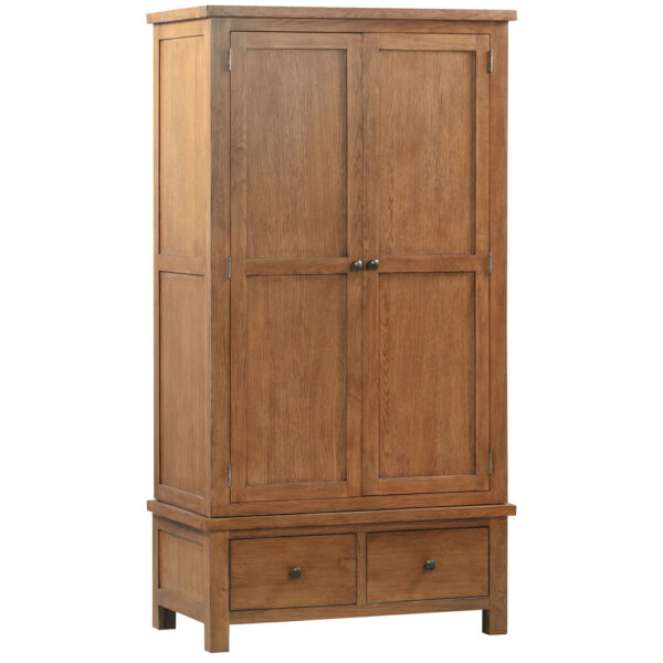 Wynyard Rustic Gents Wardrobe With 2 Drawers