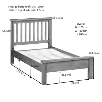 Wynyard 3′ Single Bed | Rustic Finish