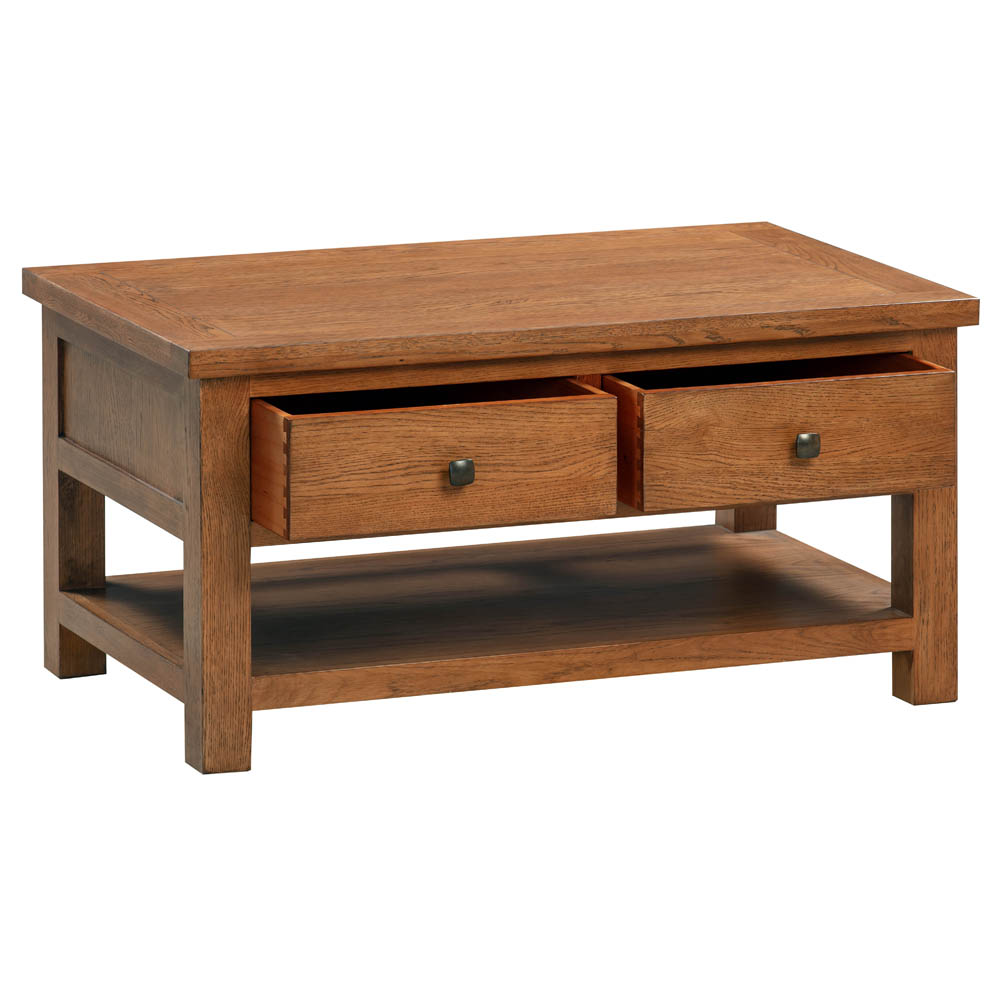 Rustic coffee table with drawers discount