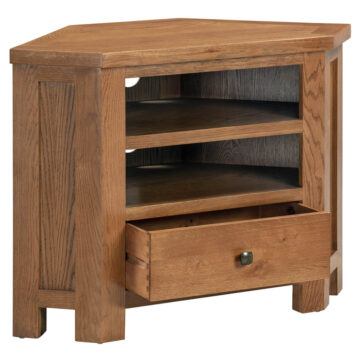 Wynyard Rustic 1 Drawer Corner TV Unit 90cm | Assembled