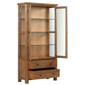 Wynyard Rustic 2 Door 2 Drawer Glass Display Cabinet | Clearance