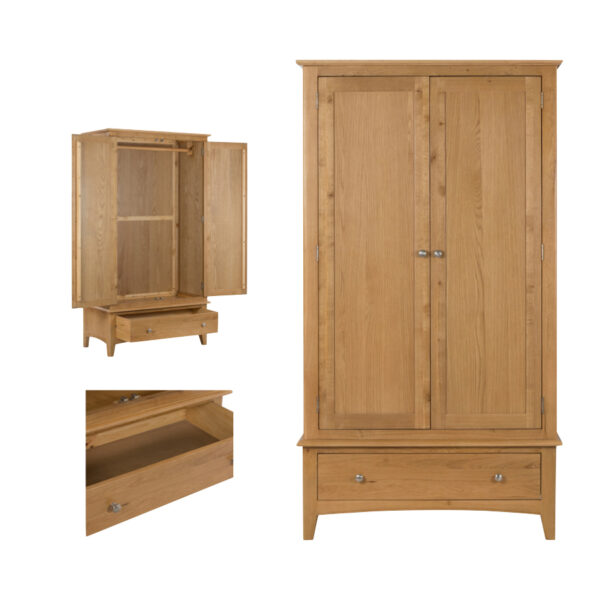 Tiree Oak 2 Door Wardrobe