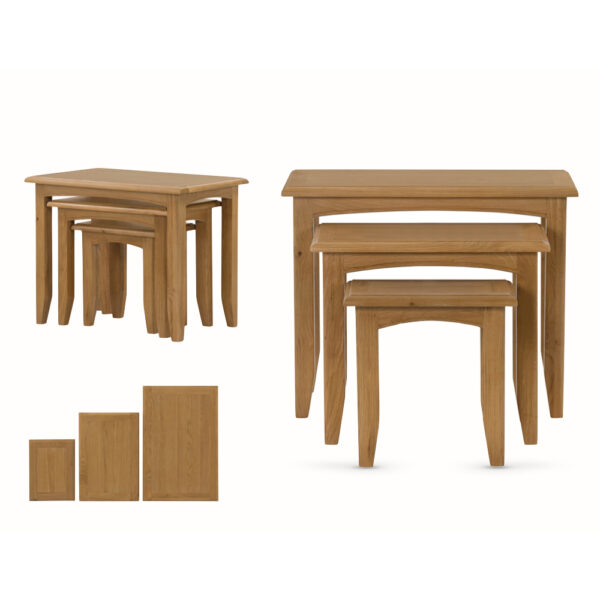 Tiree Oak Nest of 3 Tables