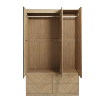 Phoenix 3 Door Wardrobe with Drawers | Euro Oak Finish