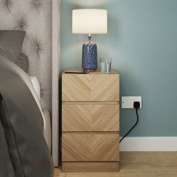 Phoenix 3 Drawer Bedside Table | Euro Oak | Self Assembly