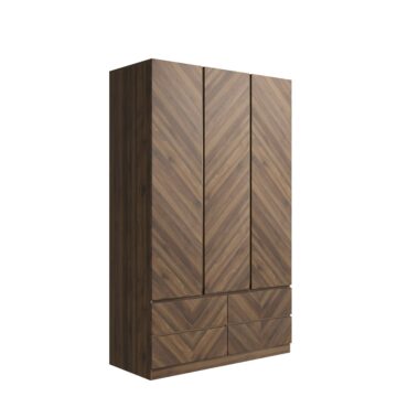 Phoenix 3 Door Wardrobe with Drawers | Royal Walnut Finish