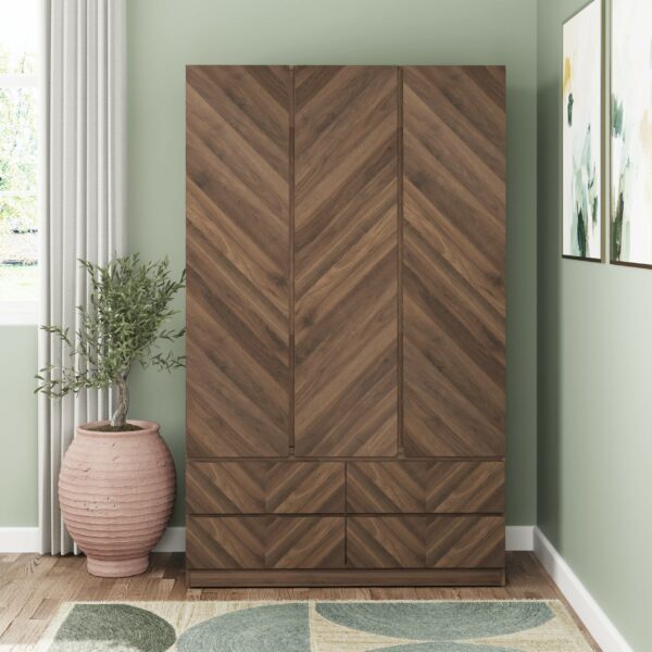 Phoenix 3 Door 4 Drawer Wardrobe | Royal Walnut | Self Assembly