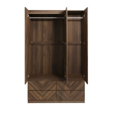 Phoenix 3 Door Wardrobe with Drawers | Royal Walnut Finish