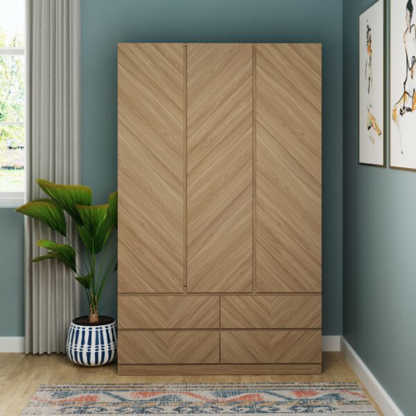 Phoenix 3 Door 4 Drawer Wardrobe | Euro Oak | Self Assembly