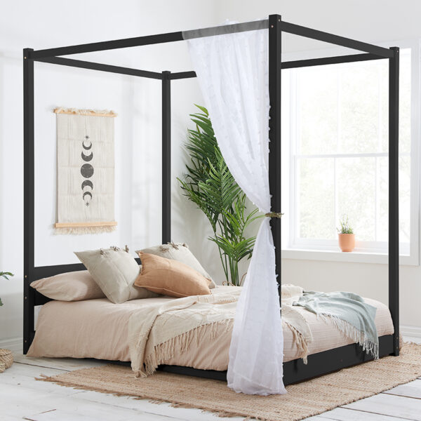 Darwin Four Poster Double Bed Black Oak World