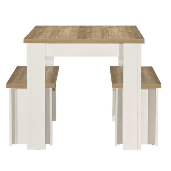 Cullercoats Cream Dining Table & Bench Set | Cream & Oak