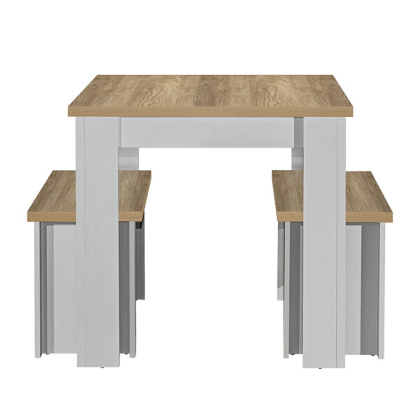 Cullercoats Grey Dining Table & Bench Set | Grey & Oak | Clearance