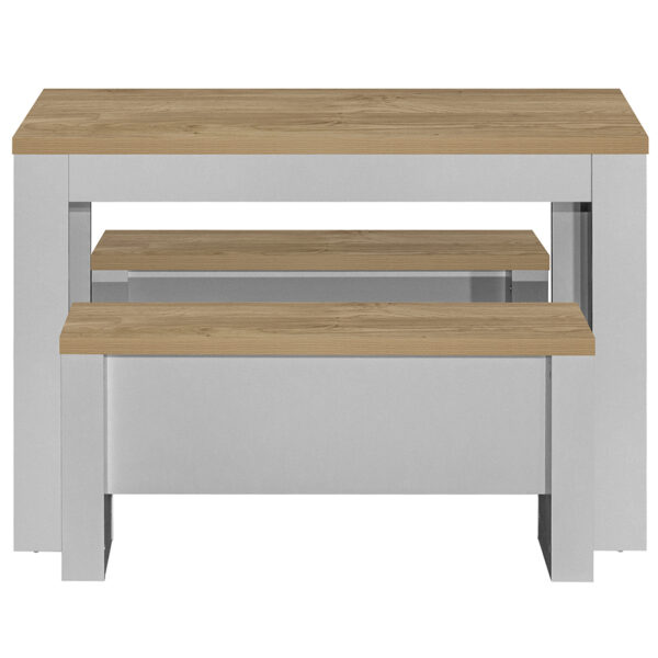 Cullercoats Grey Dining Table & Bench Set | Grey & Oak | Clearance